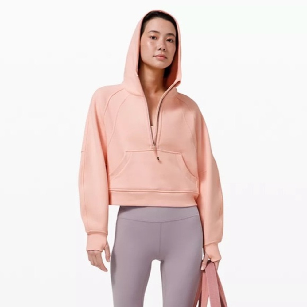Lululemon pink mist half zip scuba hoodie